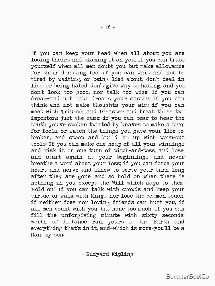 If you can keep your head when all about you are loosing theirs quote by Rudyard Kipling by SummerSoulCo... (Image 3)