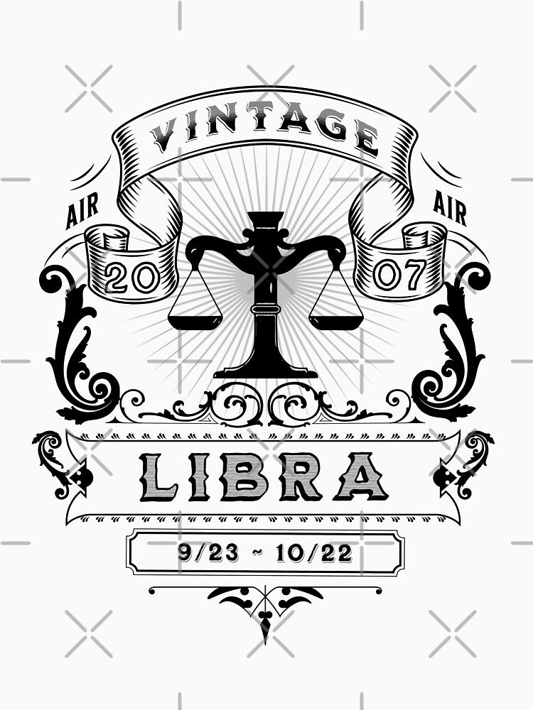 The Zodiac Sign of Libra Black and White 2007 by rhombusOnion T-Shirts, Hoodie, Sweatshirt | BlankRebels.com (Image 3)