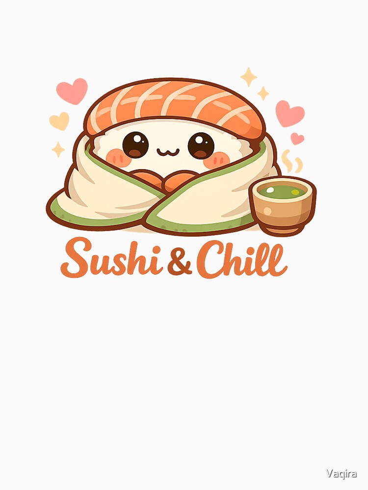 Sushi & Chill – Cute Cozy Sushi Illustration by Vaqira