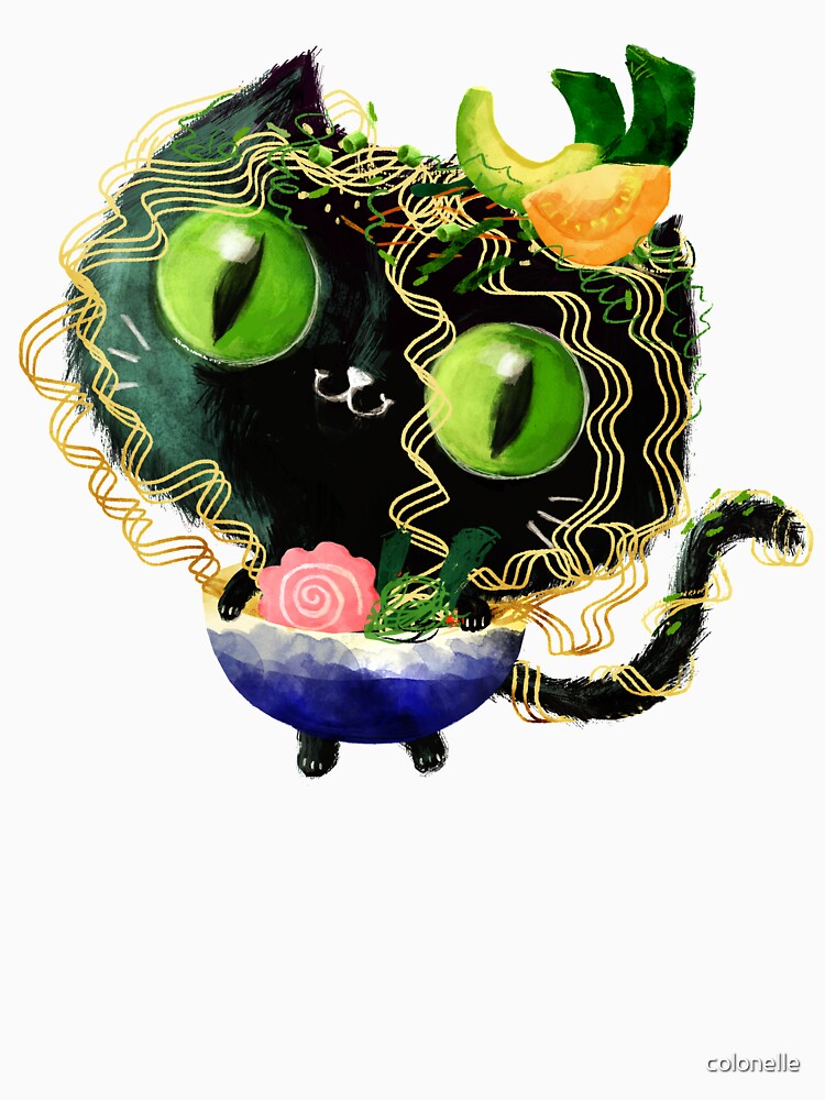 Cute Black Cat in Halloween Ramen Costume by colonelle T-Shirts, Hoodie, Sweatshirt | BlankRebels.com (Image 3)