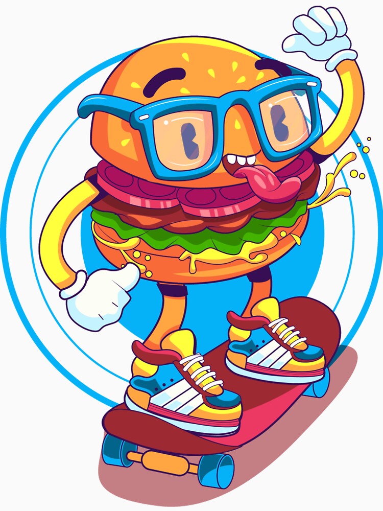 Hamburger skateboard, funny hamburger, cute hamburger, skateboard hamburger, hamburger, skateboard by sunnyshop... (Image 2)