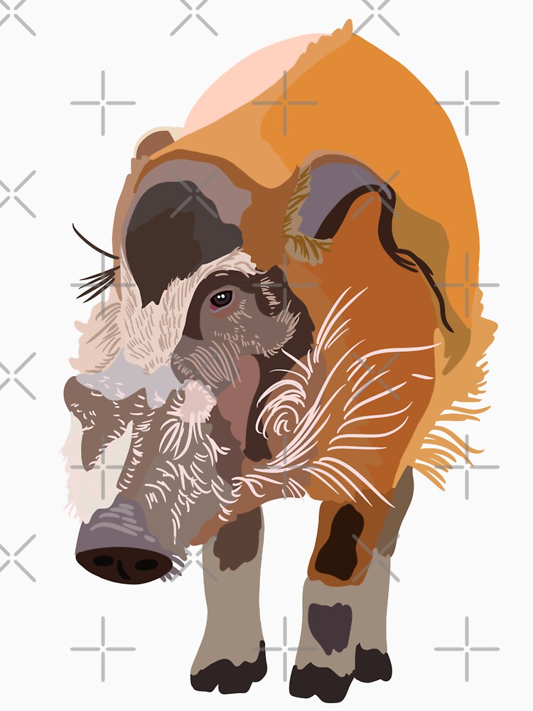 R is for Red River Hog, Red River Hog Illustration – Cute Wild Pig Animal Art by PrettylittlepastelUk T-Shirts,... (Image 3)