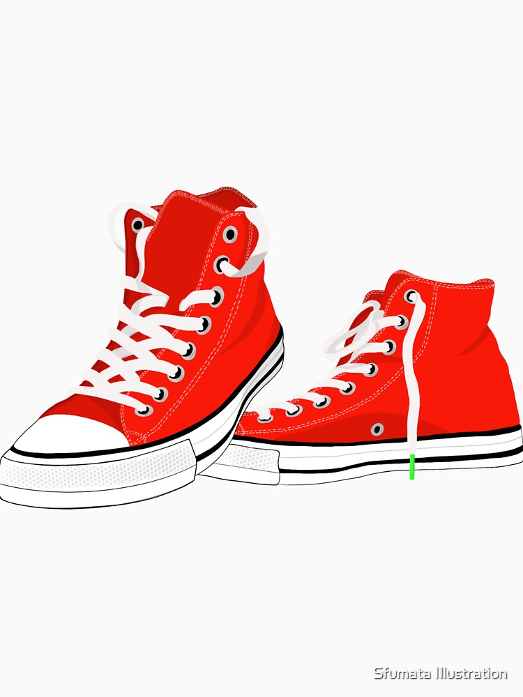 Red High-Top Canvas Sneakers by Sfumata Illustration