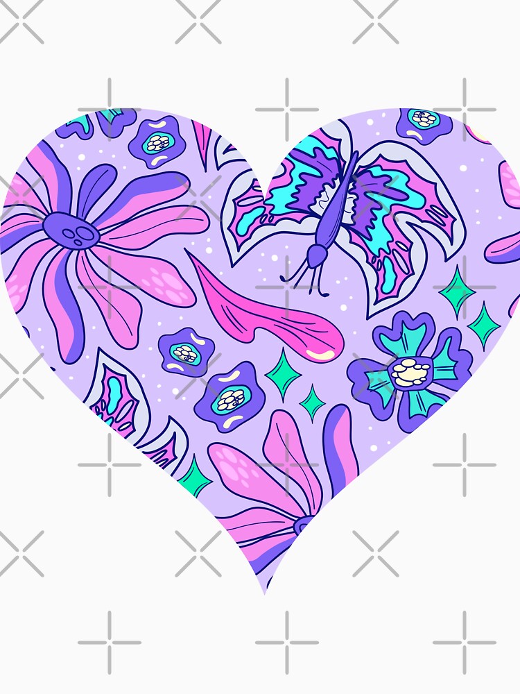 Purple Heart Butterfly & Flowers Aesthetic by Printjelly T-Shirts, Hoodie, Sweatshirt | BlankRebels.com (Image 3)
