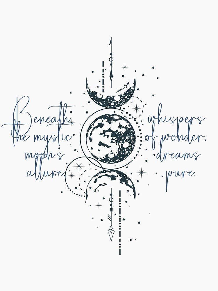 Mystic Moon | "Beneath the mystic moon's allure, whispers of wonder, dreams pure."| Boho Vintage Moon,... (Image 3)