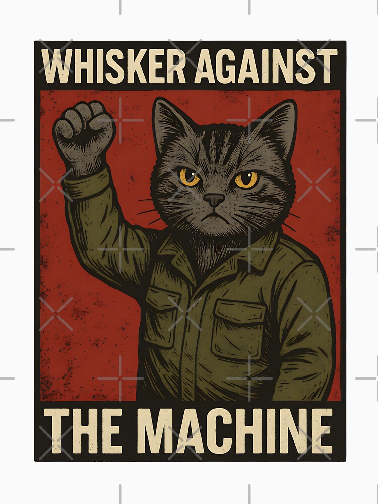 Whisker Against the Machine | Rebel Cat Protest T-Shirt by bvnf Hoodie, Sweatshirt | BlankRebels.com (Image 3)