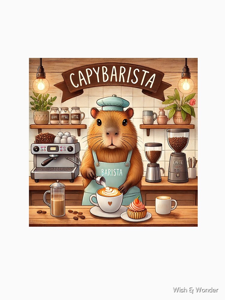 Capybara Coffee Barista Café Art by Wish & Wonder T-Shirts, Hoodie, Sweatshirt | BlankRebels.com (Image 3)
