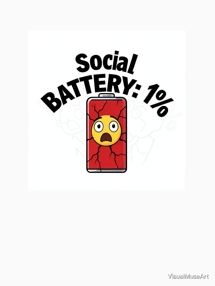 Social Battery 1% - Funny Introvert Humor Gift Design by VisualMuseArt T-Shirts, Hoodie, Sweatshirt (Image 3)
