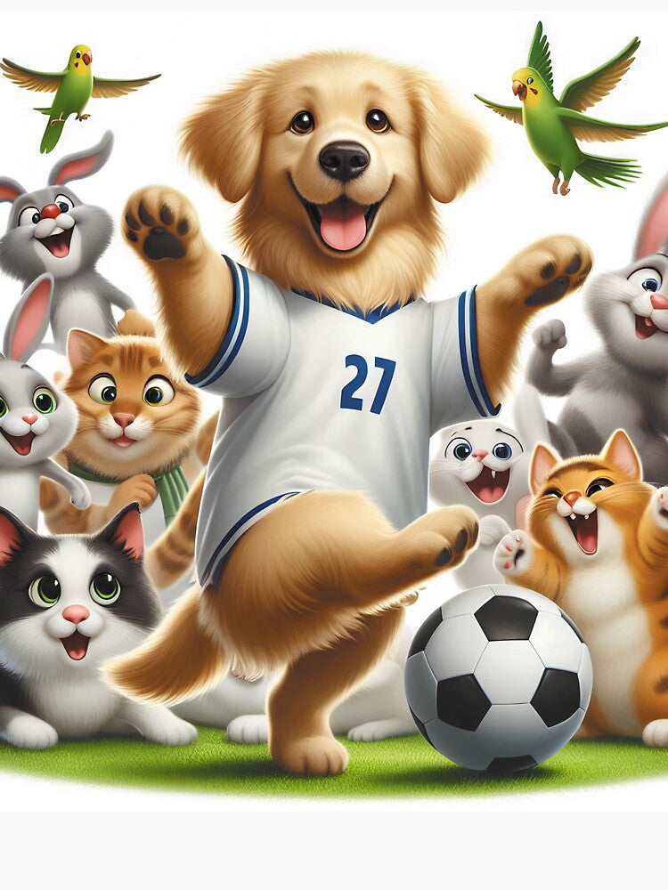Funny Animals Playing Soccer Football Team, Kids Sports Animal Lover Gift by E.D.CH designs.