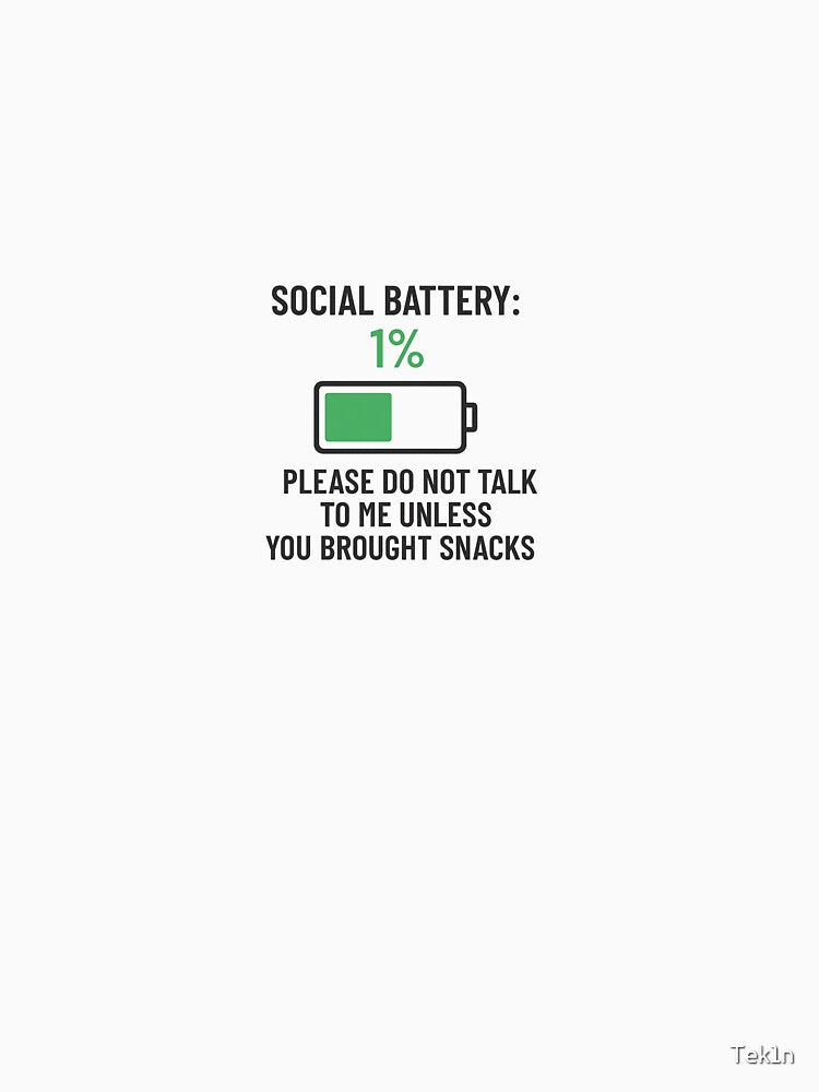 Social Battery 1% – Funny Minimalist Shirt for Introverts by Tek1n Hoodie, Sweatshirt | BlankRebels.com (Image 3)