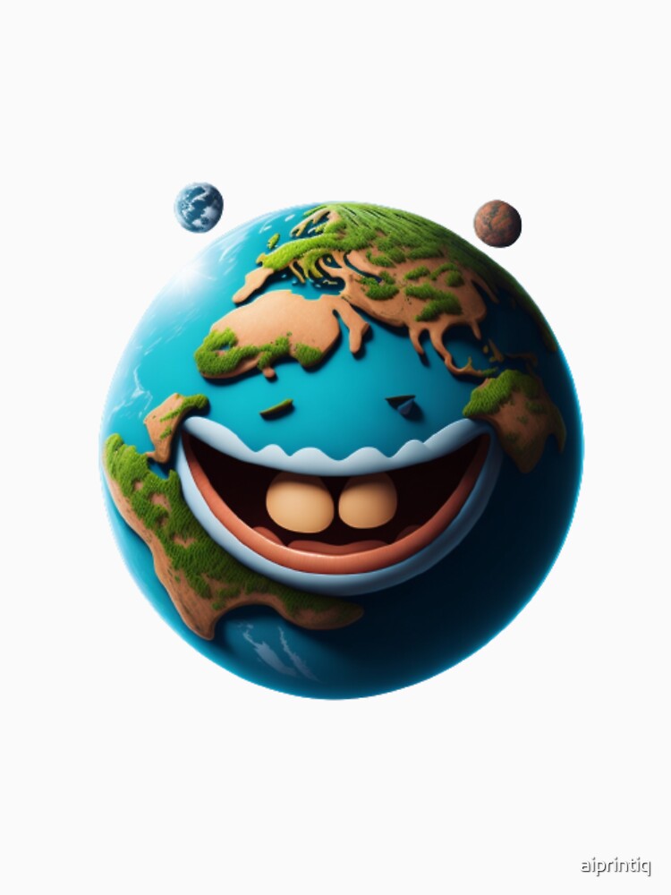 Happy Earth - Cute and Positive Illustration by aiprintiq T-Shirts, Hoodie, Sweatshirt | BlankRebels.com (Image 3)