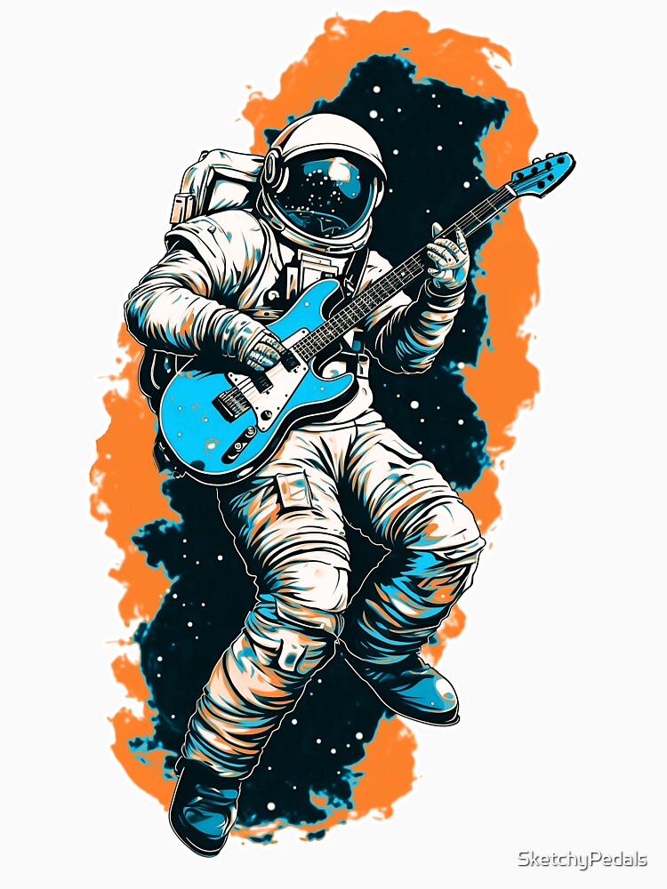 Astronaut with guitar in space by SketchyPedals T-Shirts, Hoodie, Sweatshirt | BlankRebels.com (Image 3)