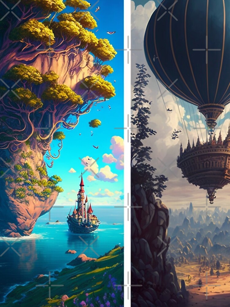Balloon Adventure Fantasy Landscape Art 11 - Colorful Cartoon Travel by Sunchaser World T-Shirts, Hoodie,... (Image 3)