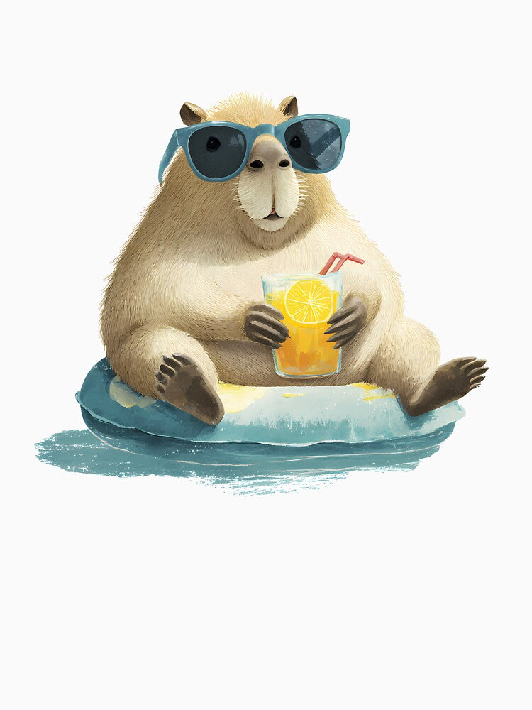 Chill Capybara on Floatie with Lemonade by Beachy Beasts T-Shirts, Hoodie, Sweatshirt | BlankRebels.com (Image 3)