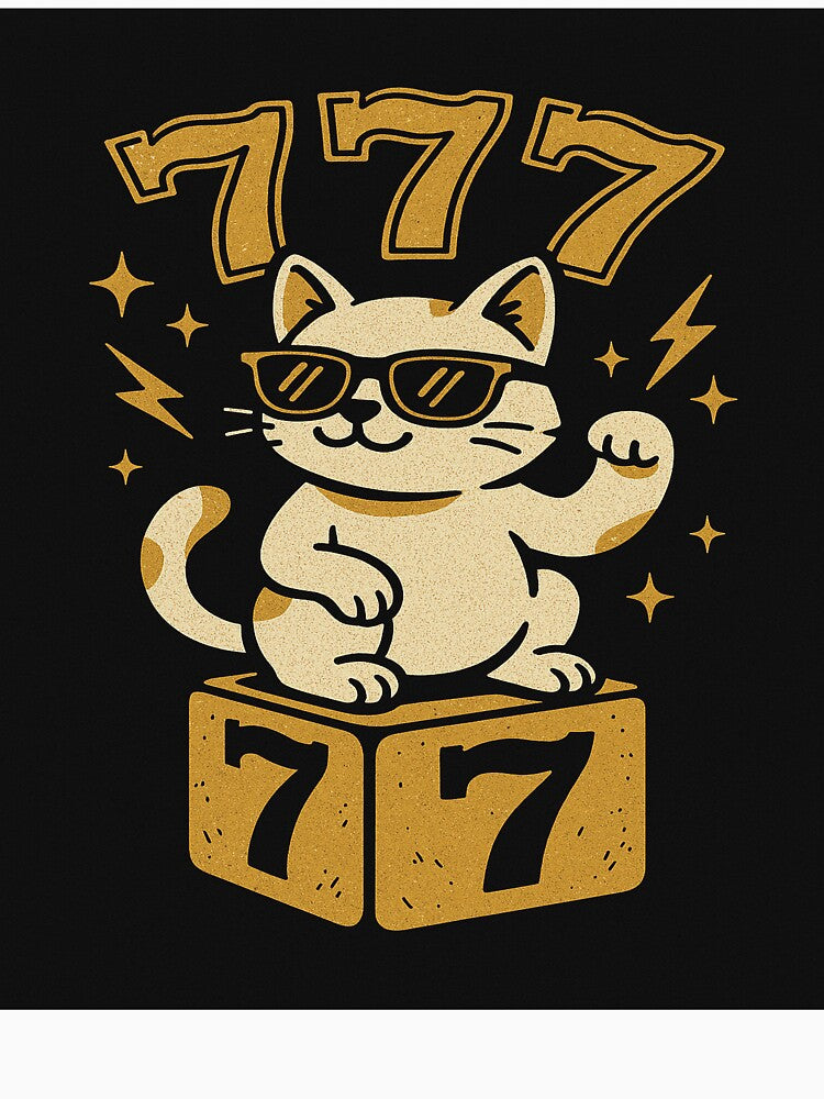 Lucky Vibes – 777 Cat Retro Gold Design by FokusVibes T-Shirts, Hoodie, Sweatshirt | BlankRebels.com (Image 3)
