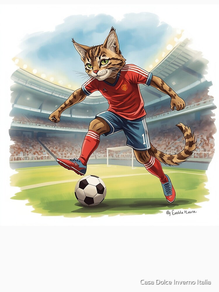 Cute Brown Cat Soccer Star - Professional Footballer Kitty by Casa Dolce Inverno Italia