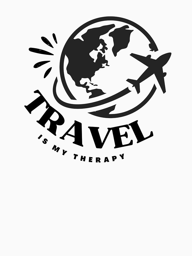 Travel Is My Therapy | Minimalist World Map & Airplane Design by Homeglow Creations T-Shirts, Hoodie, Sweatshirt (Image 3)