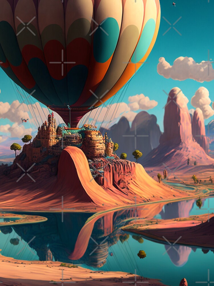 Balloon Adventure Fantasy Landscape Art 07 - Colorful Cartoon Travel by Sunchaser World T-Shirts, Hoodie,... (Image 3)