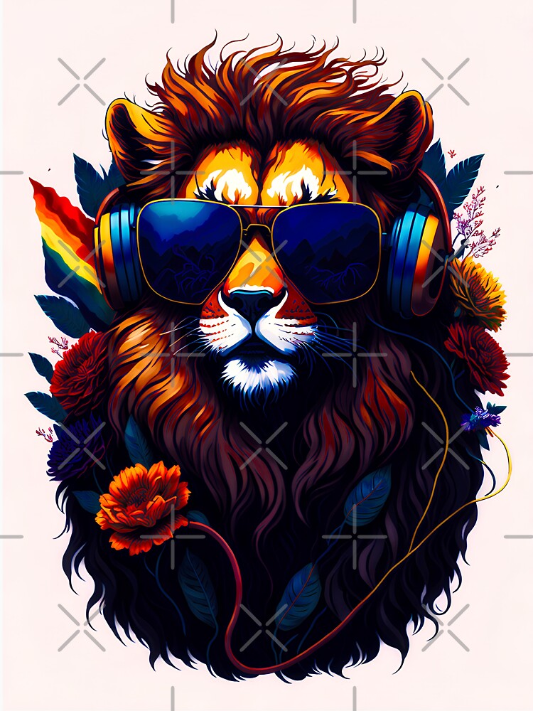 Gamer Lion wearing sunglasses with Pride Flag Animal Art by druidwolfart T-Shirts, Hoodie, Sweatshirt (Image 3)