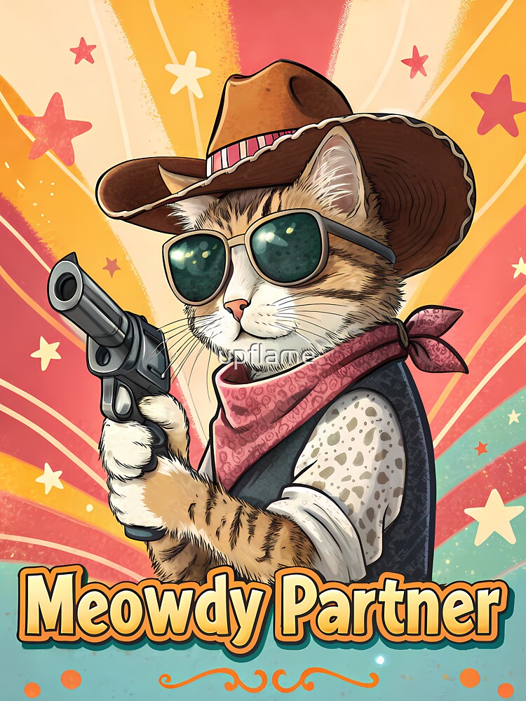 Vintage Meowdy Partner Cowboy Gift Mens Womens kid by upflame T-Shirts, Hoodie, Sweatshirt | BlankRebels.com (Image 3)