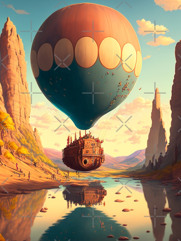Balloon Adventure Fantasy Landscape Art 03 - Colorful Cartoon Travel by Sunchaser World T-Shirts, Hoodie,... (Image 3)