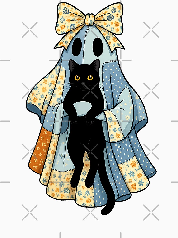 Vintage Halloween Ghost Holding Black Cat Groovy Floral by will freed18 T-Shirts, Hoodie, Sweatshirt (Image 3)