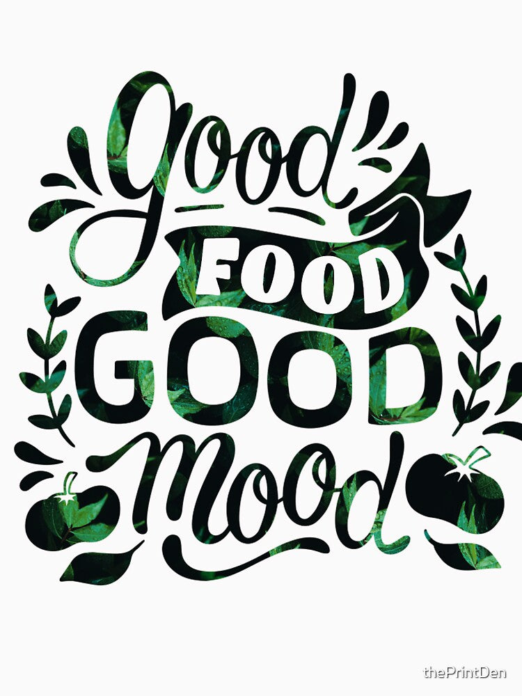 Good Food Good Mood Typography T-Shirt by thePrintDen Hoodie, Sweatshirt | BlankRebels.com (Image 3)