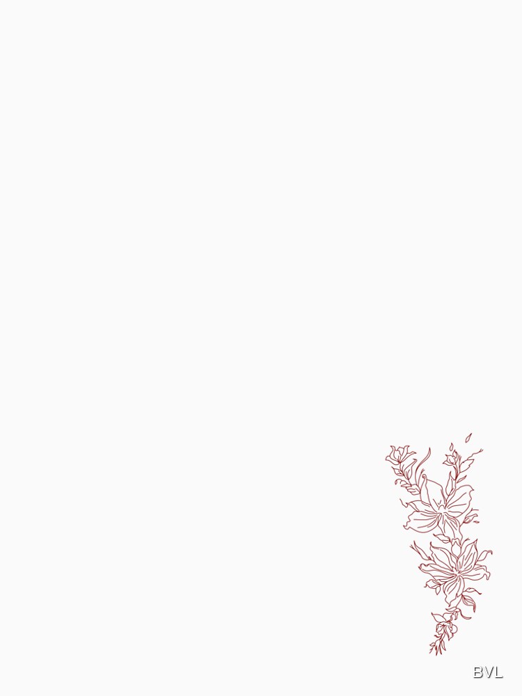 Minimalist Fine Line Flower Tattoo I Red Fine Line Art by BVL T-Shirts, Hoodie, Sweatshirt | BlankRebels.com (Image 2)