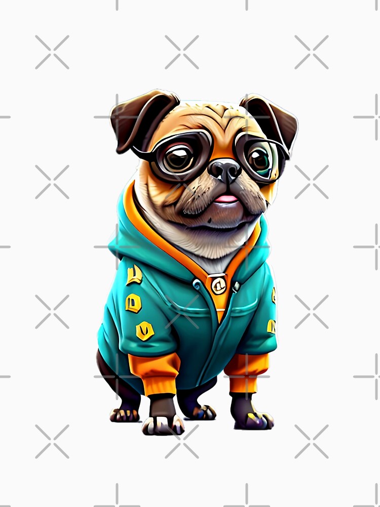Cute Pug in Green Hoodie - Adorable Nerdy Dog T-shirt Design by Pawsitive Palette Sweatshirt | BlankRebels.com (Image 3)