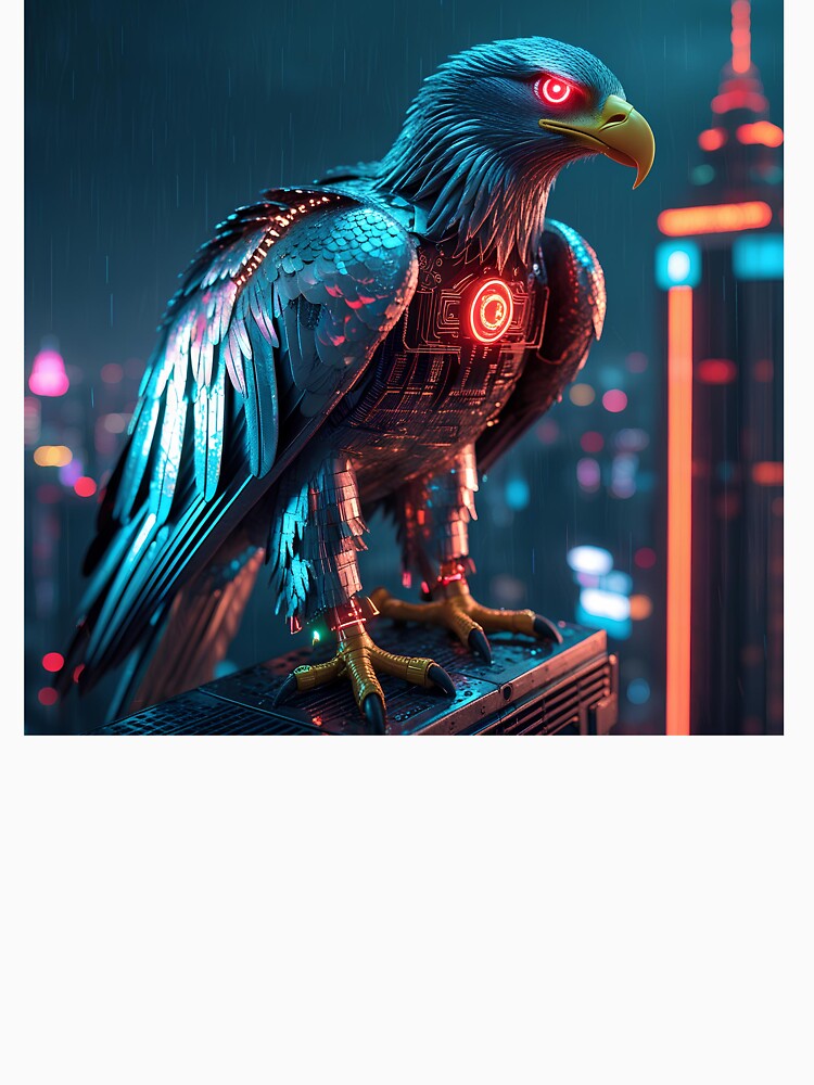 Cyberpunk Eagle | Futuristic Neon Bird Digital Art T-shirt & Hoodie by TTCCAI Sweatshirt | BlankRebels.com (Image 3)