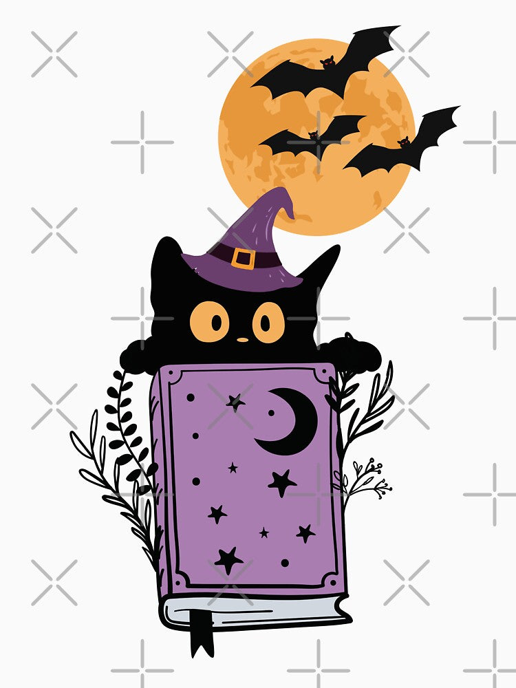 Halloween Cat T-Shirt, Spooky Black Cat Graphic Tee, Halloween Lovers by CreativeCanvas8