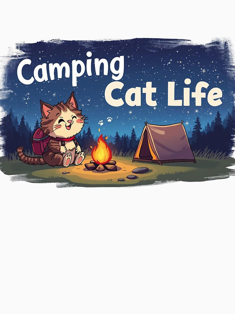 Cat Camper Adventure Cute Backpack Tent T-Shirt | Funny Camping Cat Gift by Falconwolf Hoodie, Sweatshirt (Image 3)
