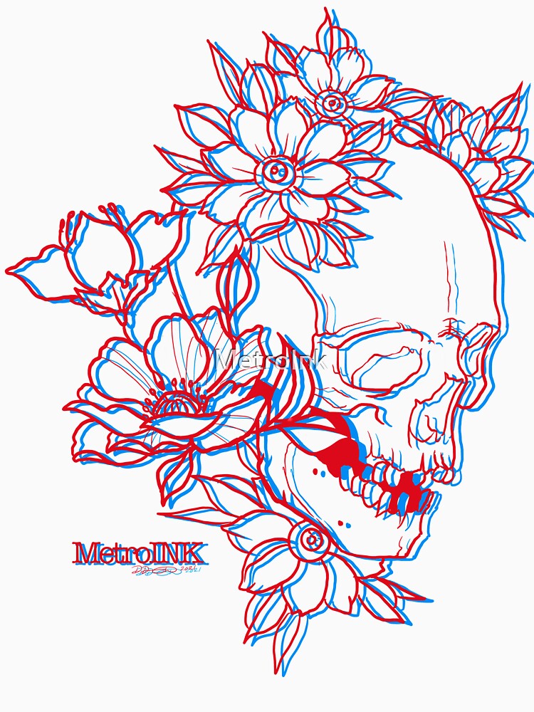 3D Skull And Flowers by MetroInk T-Shirts, Hoodie, Sweatshirt | BlankRebels.com (Image 3)