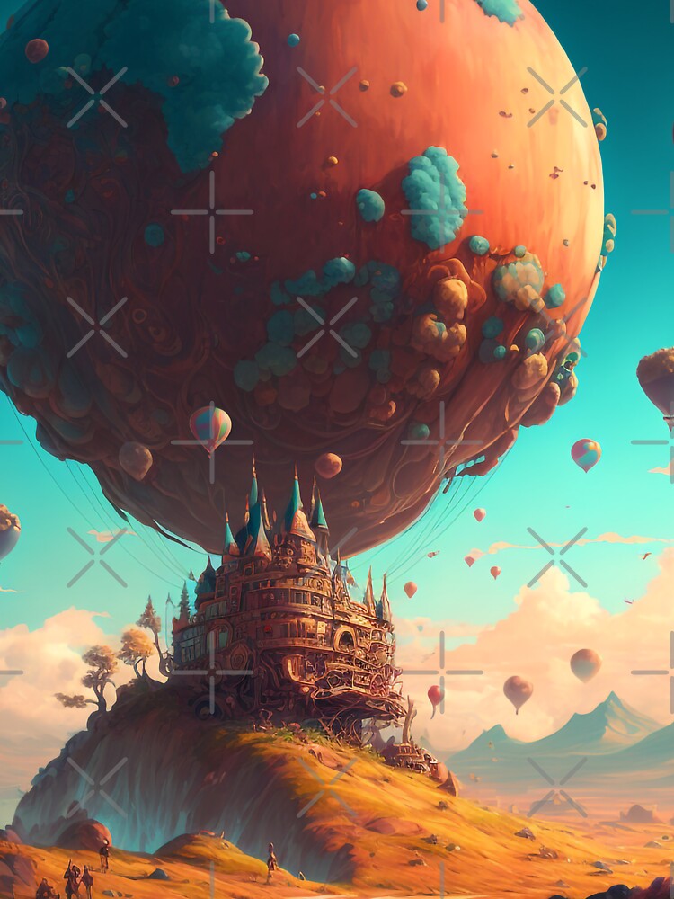 Balloon Adventure Fantasy Landscape Art 05 - Colorful Cartoon Travel by Sunchaser World T-Shirts, Hoodie,... (Image 3)