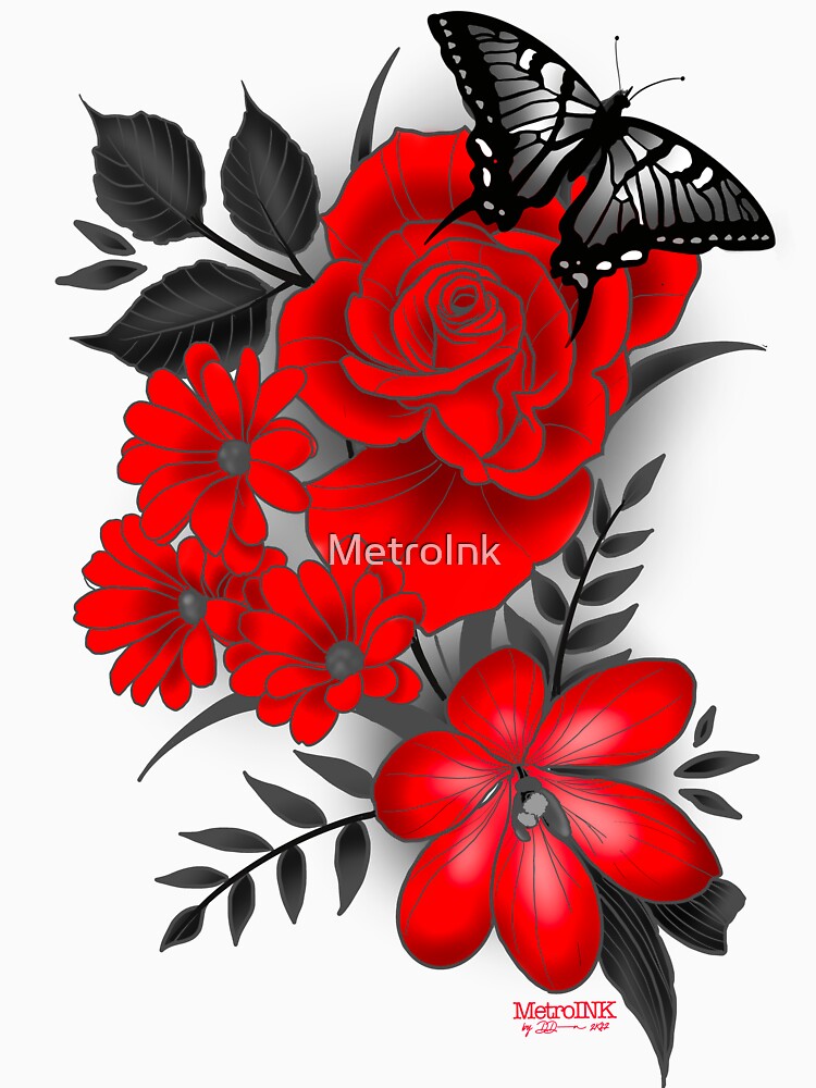 Flores Rojas by MetroInk T-Shirts, Hoodie, Sweatshirt | BlankRebels.com (Image 3)