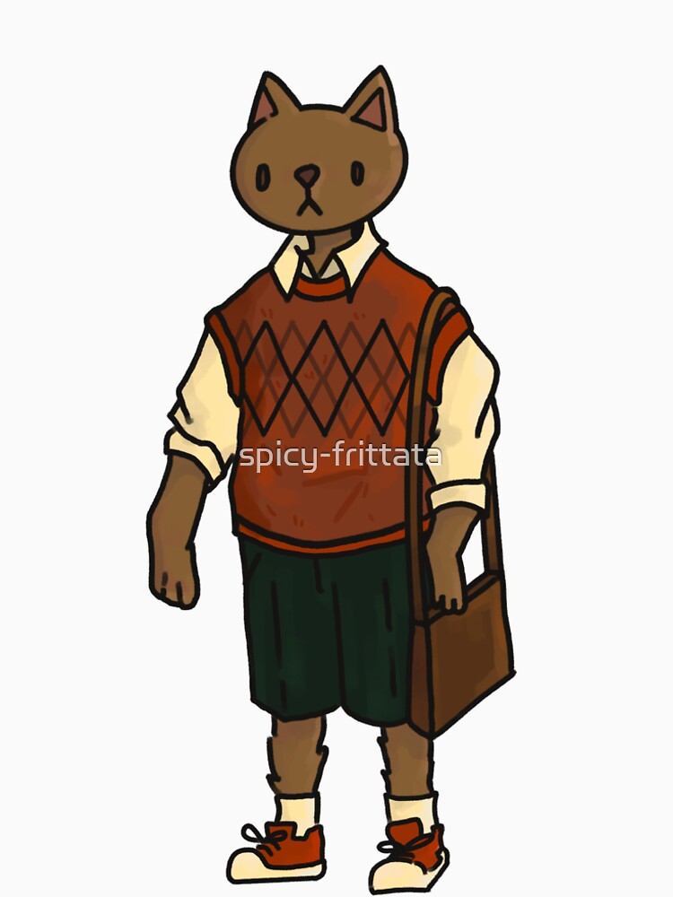 Brown Sweater Vest Cat With Bag by spicy-frittata
