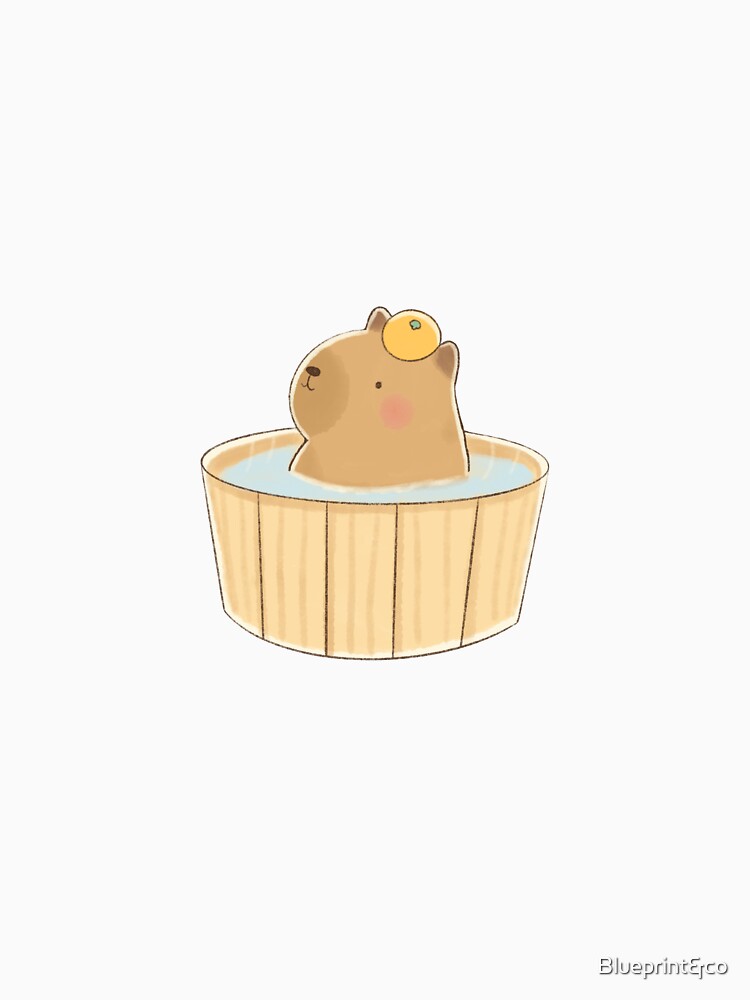 Capybara Bath Time with Orange on Head – Cute Relaxing Vibes by Blueprint&co T-Shirts, Hoodie, Sweatshirt (Image 3)