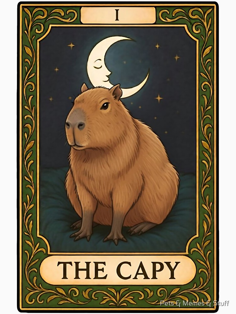 The Capy Tarot Card | Celestial Capybara Illustration by Pets & Memes & Stuff T-Shirts, Hoodie, Sweatshirt (Image 3)