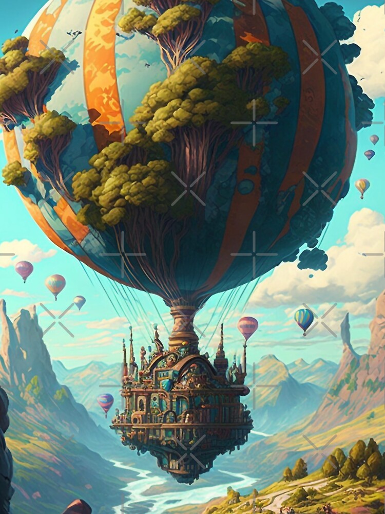 Balloon Adventure Fantasy Landscape Art 09 - Colorful Cartoon Travel by Sunchaser World T-Shirts, Hoodie,... (Image 3)