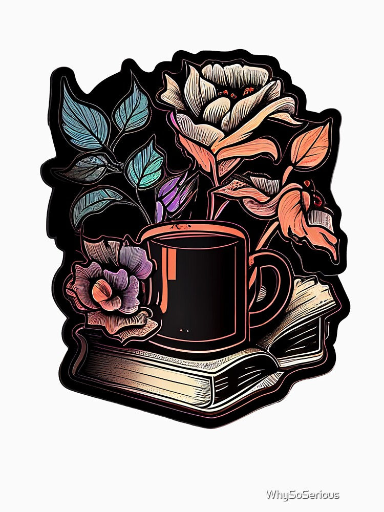 Book Coffee And Flowers Book And Coffee Lovers T-shirts And Stickers by WhySoSerious⭐⭐⭐⭐⭐ Hoodie, Sweatshirt (Image 3)