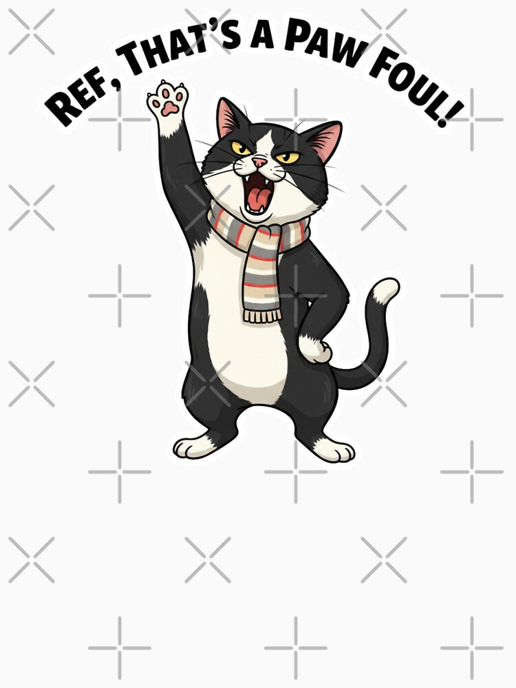 Ref, That's a Paw Foul! — Funny Tuxedo Cat Football Design by catastrocat