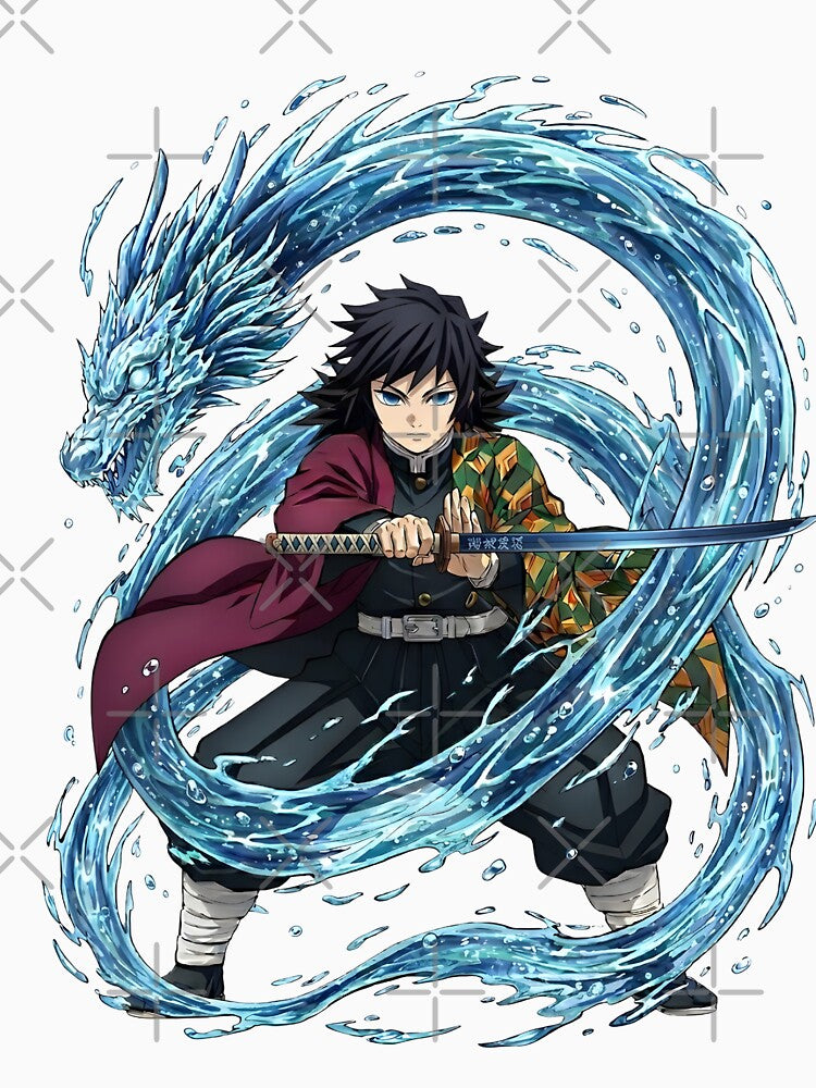 Giyu Tomioka Water Dragon Anime Art Design by Innova_Creations
