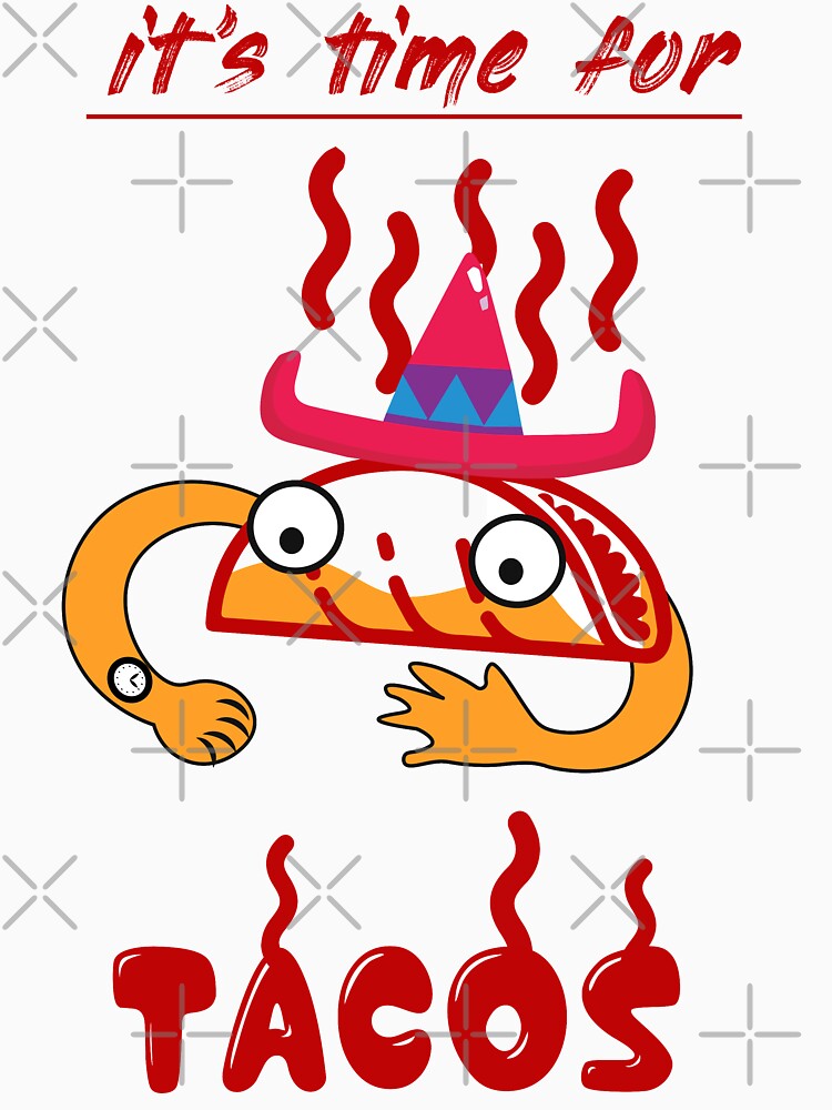 Tcos T-Shirts | it's time for tacos funny illustration | tacos | it's a time to tacos | tacos lover t-shirt... (Image 3)