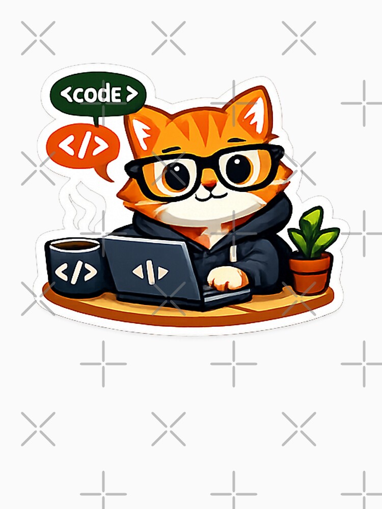Coder Cat Coffee and Code by Wouini Fun Stickers T-Shirts, Hoodie, Sweatshirt | BlankRebels.com (Image 3)