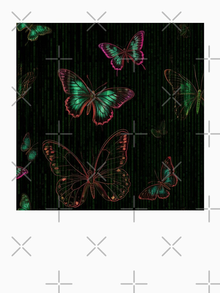 Techno Glam: Neon Butterflies & Matrix Code Fusion by SeanOsShirts T-Shirts, Hoodie, Sweatshirt | BlankRebels.com (Image 3)