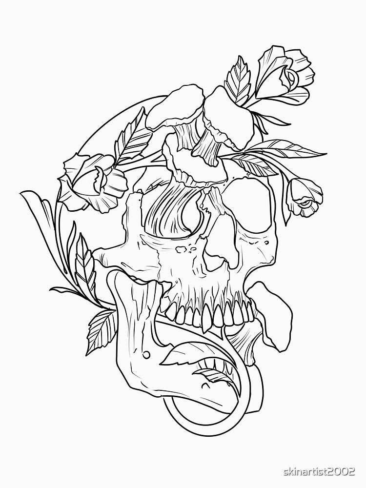 Tattoo style graphic skull by skinartist2002 T-Shirts, Hoodie, Sweatshirt | BlankRebels.com (Image 3)