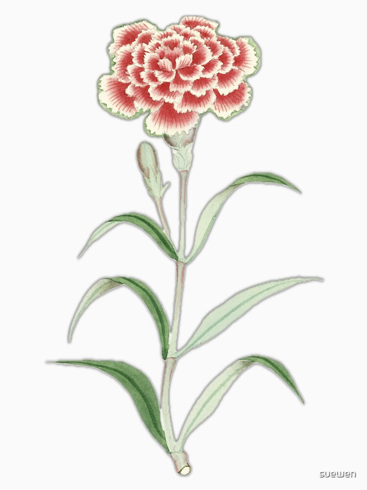 Carnation, hand drawn by Nadeshiko – May 1870–1880 by suewen T-Shirts, Hoodie, Sweatshirt | BlankRebels.com (Image 3)
