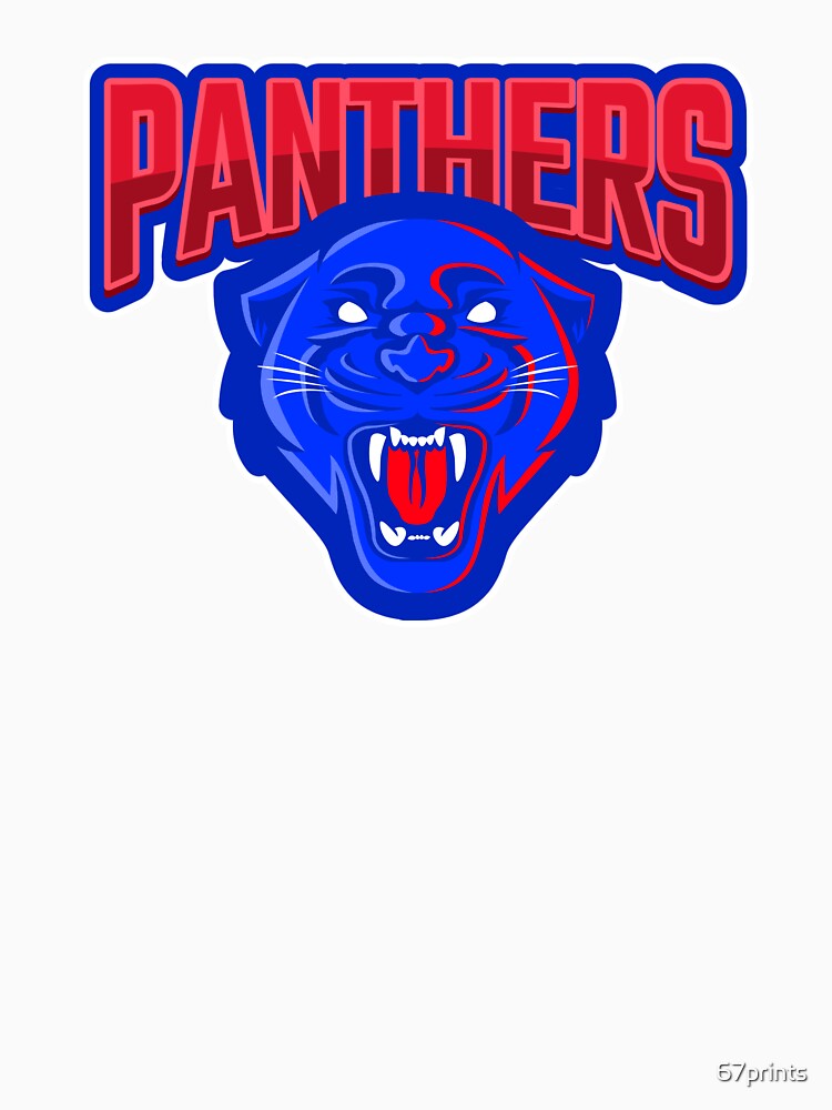 Panther Blue Red Sports Team Art Logo by 67prints