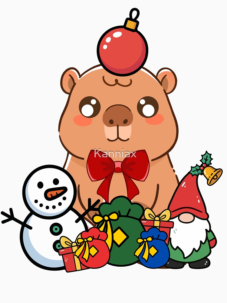Kawaii Christmas Capybara - Festive Gifts and Gnome by Kanniax T-Shirts, Hoodie, Sweatshirt | BlankRebels.com (Image 3)