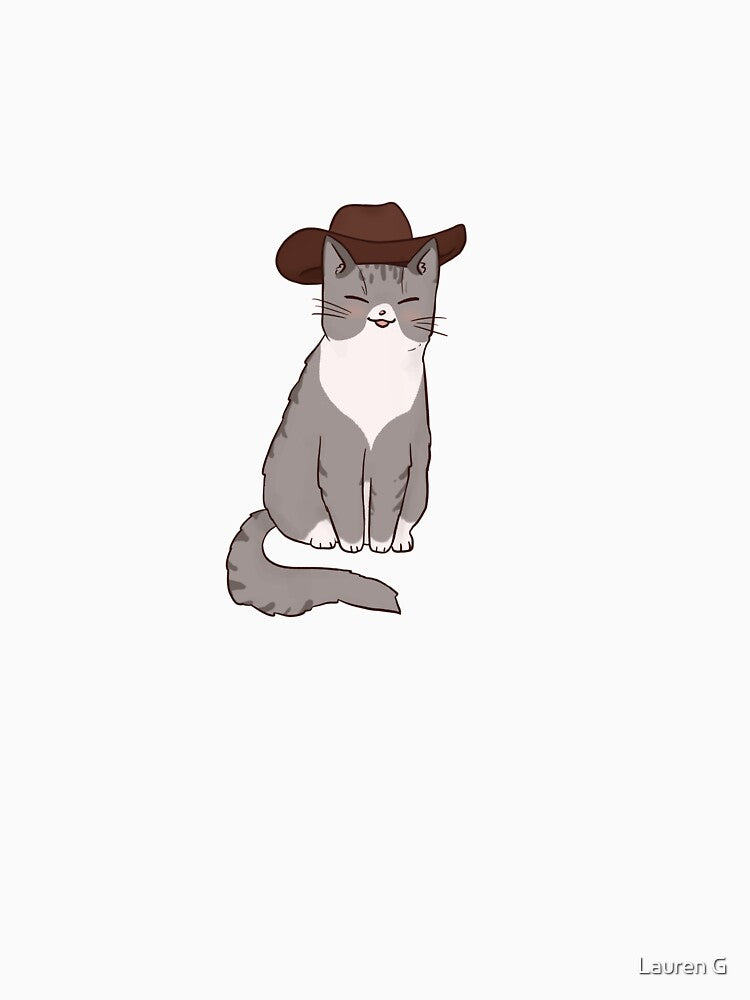grey cowboy cat by Lauren G T-Shirts, Hoodie, Sweatshirt | BlankRebels.com (Image 3)